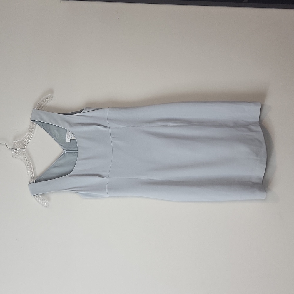 Vtg ISABEL ARDEE Ice Blue Wool Triacetat e Nylon Sleeveless Wedding Guest Dress